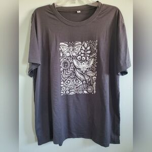 Charcoal Graphic Tee with Nature Print